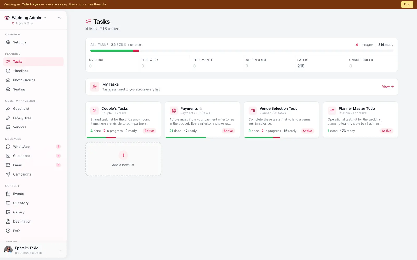 Tasks & timeline